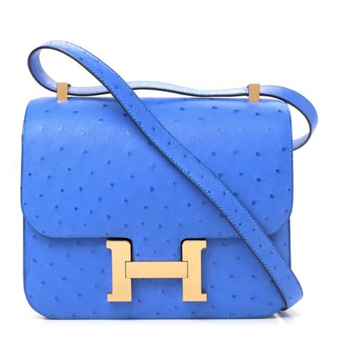 HERMES Ostrich Constance 24 Bleuet 998905 .